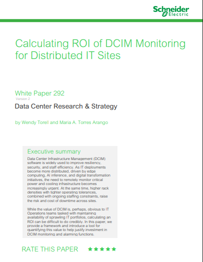 Calculating ROI of DCIM Monitoring for Distributed IT Sites